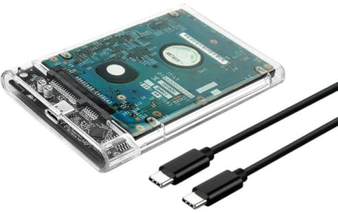 Eoslcusmvl Carcasa para Disco Duro SSD de 2,5 Pulgadas A USB 3.1 Tipo C de 4 TB, Carcasa Transparente para Disco Duro Externo, Apto para UASP III para Ordenador Portátil