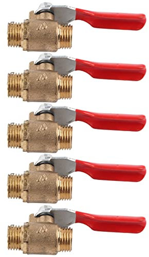 Air Compressor Shut Off Valve, Brass Ball Valve 5 Pcs Ball Valve Double Male Thread G1/4 Brass Valve Air Compressor Accessory