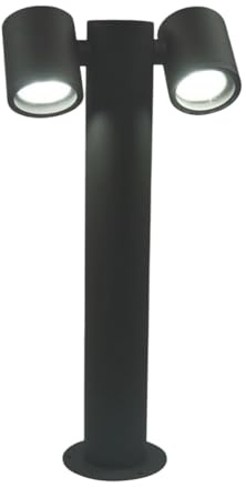 Partenopea® Lampione a led lampioncino con attacchi per Lampadine GU10 orientabili illuminazione da esterno palo da giardino per sentieri moderno (Grigio, senza lampadine)
