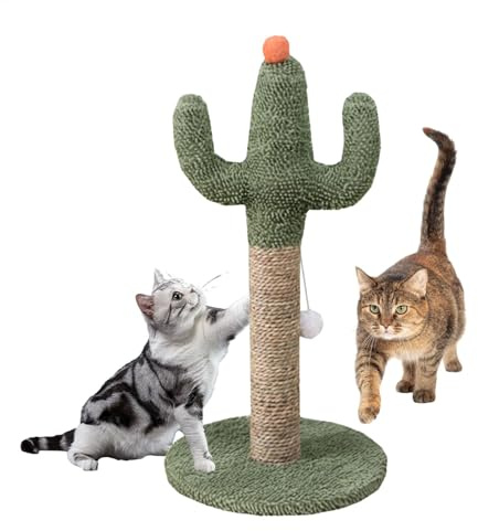 Cat Scratcher, Green Cactus Scratch Post, Vertical Natural Kitten Nail Pole with Stabile Base Portatile Compatto Versatile Ideale per tutti gli interni Cats, Size: 23,62 x 11,81 x 11,81 pollici