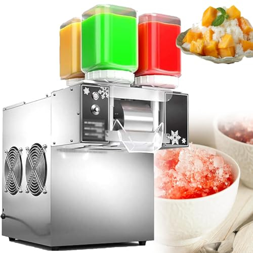 GBHJJ Macchina per Ghiaccio a Fiocchi di Neve, Macchina Commerciale in Acciaio Inox per Tritare Ghiaccio, Macchina Elettrica per Ghiaccioli 120-180 kg/Giorno, con velocità Regolabile,1200w