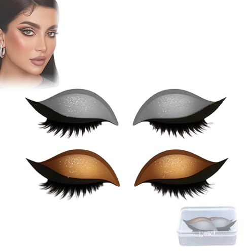 AYNKH 2 Paar Augenlid-Wimpernaufkleber für Faule, Wiederverwendbare Farbige Lidschatten und Wimpernaufkleber, Natürliche Augenwimpern für Frauen-Make-up