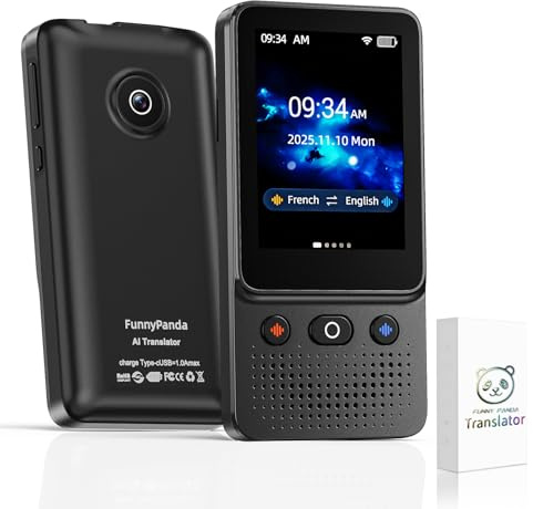 Ai Language Translator Device, 138 Languages, 2025 English to Spanish Pocket Offline Instant Voice Ai Translator Device, Communication Translation Device for Business Travel Study
