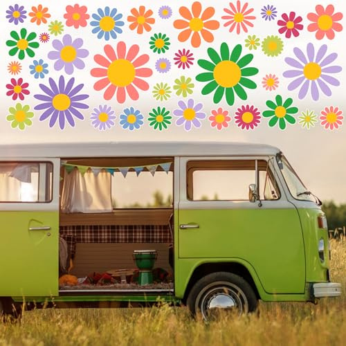 93 PCS Autoaufkleber,Blume Auto Aufkleber,Blumen Gänseblümchen Dekorationen Zubehör Car Sticker Deko Vinyl Wandaufkleber Fenster Aufkleber für Geländewagen Wohnmobil Karosserie Seitentür Kofferraum