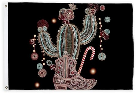 Bandiere di cactus per esterni, fantasia natalizia con bastoncini di zucchero, bandiere nere di Natale con striscione in corda, decorazione resistente allo sbiadimento per esterni, per terrazza, patio