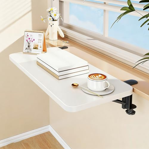 Wood Window Sill Extender for Plants Pots, Indoor Kitchen Window Ledge Extender Plate, Space-Saving Fold Down Desk Countertop Extension Board(White,80x25cm/31.5x9.8in)