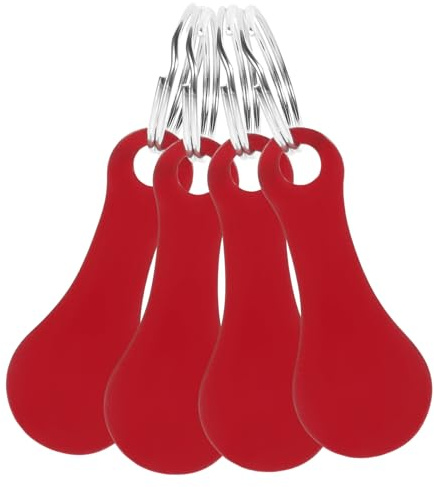 CATIEBYE Shopping Trolley Tokens Keyring Set 4pcs Metal Small Portable Token Key Chains for Grocery Cart Use Red Pendant
