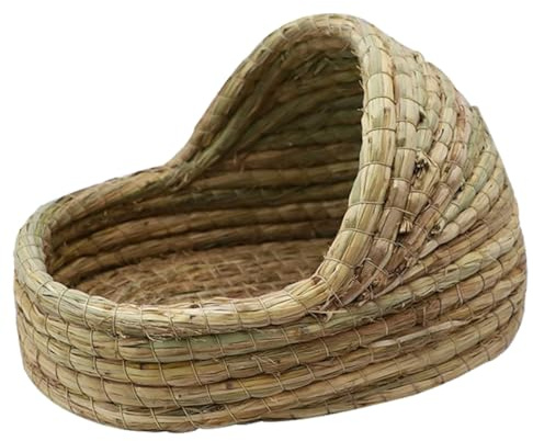 LALAFINA Nido de Paja para Mascotas Pequeñas y Hámsters, Cama Cálida y Protectora para Dormir, Material de Paja Natural, Adecuado para Conejos en Invierno y Juego