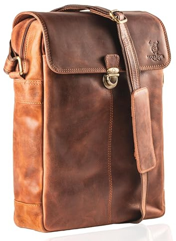 MATADOR Schultertasche Leder Herren Arbeitasche Damen Handttasche Umhängetasche Groß Dokumententasche Bag Organizer Männer Laptop Tasche 13 Zoll Tablettasche