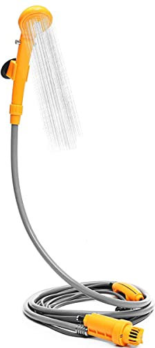 HugeAuto Kit de Ducha Portátil para Camping y Exteriores, 12 V, con Bomba de Agua, Enchufe de Encendedor de Cigarrillos, Máximo 7 l de Agua por Minuto
