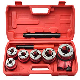 BSD Rohrgewindeschneidsatz - Gewindeschneidkluppensatz, Rohrgewindeschneider 7-Teilig - 1/4”, 3/8”, 1/2”, 3/4”, 1” und 5/4”