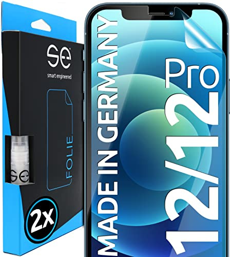 2x se® 3D SCHUTZFOLIE Transparent für Apple iPhone 12 / 12 Pro,Selbstheilend, 100% Fingerabdruck & FaceID kompatibel, einfache blasenfreie Installation, Ultra-Klar, Stoß-Kratzfest, aus Deutschland