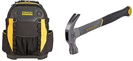 Stanley 1-95-611 Fatmax Tool Backpack & STHT0-51310 20oz Fiberglass Curved Claw Hammer, 570g