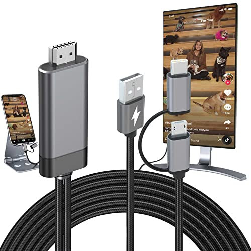 Adaptador HDMI micro USB tipo C 2 en 1, cable MHL, convertidor de video trenzado y cable de carga para Samsung Galaxy A21 A20 A50 Tab Tablet LG K51 Stylo 6 5 Moto G6 teléfono dispositivos Android para