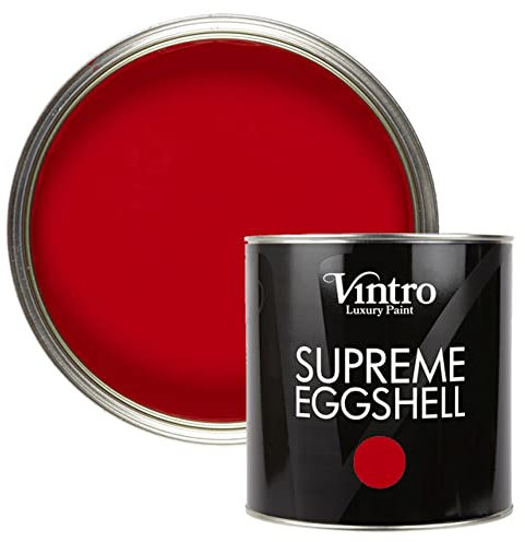 Vintro Paint | Eggshell Paint | for Walls | Wood | Trim | Satin Furniture Paint | Interior & Exterior Use. (Valentine - Red, 2.5 Litres)