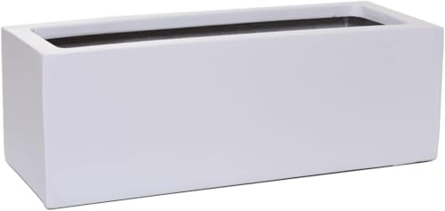 VIVANNO Blumenkasten Balkonkasten Pflanzkasten FLOBO Fiberglas Weiß 45 cm | Wetterfester Pflanztrog für Balkon, Fensterbank & Garten, Rechteckig & Frostsicher, Maße 15x45x17 cm, 11 Liter Volumen