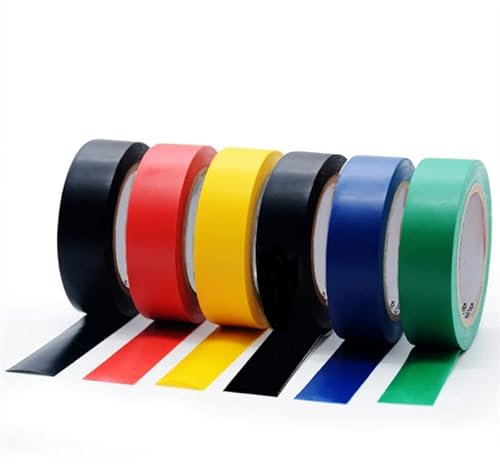 fiXte® Multi Coloured Electrical Tape 6 Pcs – 19 mm x 8 m Vinyl PVC Insulation Tape Electrical, Strong Adhesive, Waterproof Electric Tape for Masking, Insulating and Repairing Broken Wires