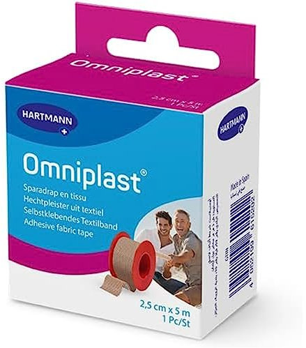 Omniplast - Sparadrap In Tessuto - Forma Modulabile - Mantiene la Pelle - 2,5 cm x 5 m - 1 Unità