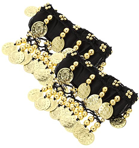 VALICLUD 2 Stücke Bauchtanz Fußkettchen Schmuck Für Armband Damen Schmuck Fußkettchen Für Bauchtanz Fuß Gypsy Chiffon Schwarz Damen
