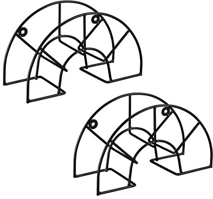 Relaxdays Support Mural pour Le Tuyau d’arrosage de 5/8 Pouces et 45 m, Lot de 2, Acier, 19 x 30,5 x 13,5 cm, Noir