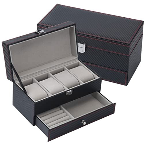 Uhrenetui Uhrenbox Uhrenkoffer Uhrenkasten Schublade Typ 4 Slots Uhrenbox Ohrringe Armbanduhr Schmuckschatulle Schmuck Aufbewahrungsbox Uhrenrolle Uhren Aufbewahrungsbox ( Color : Nero , Size : 22*11*