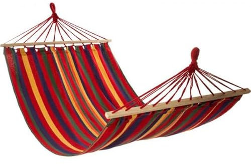 ZOLTA Hängematte 200x80cm mit Querstange 60 cm - In- und Outdoor - Hängeschaukel - Gartenzubehör - Camping Zubehör - Hängender Schaukelstuhl - Hammock für Kinder & Erwachsene - Dicke Streifen 4 Farben