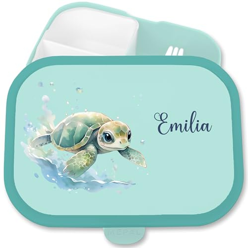 Brotdose Kinder Campus für Mepal - Brotbox Schildkröte Lunchbox Schildi Vesperbox Panzertier I Turtle - 750 ml - Türkis - name meerestiere schildkröten unterwasser snackbox brotbüchse
