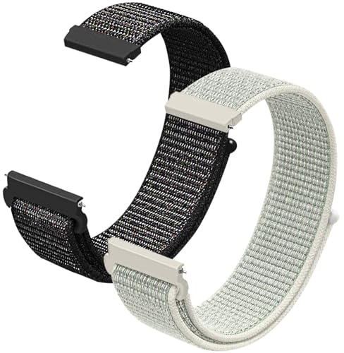 CeiBand armband för 20 mm 22 mm, nylon mjuka sportband klockarmband ersättningsband med kardborreband justerbart klockarmband män och kvinnor – svart + vit