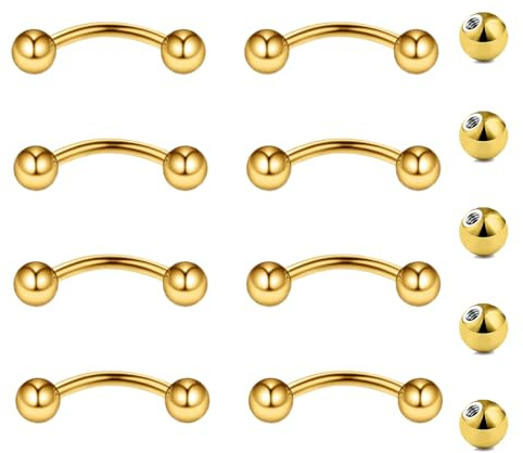 Besyvvin Curved Barbell Piercing Augenbrauen Lippe Helix Rook Daith 8mm Chirurgenstahl 1,2mm Augenbrauenpiercing