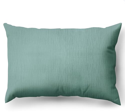 PinkZebra 40 x 60 cm Bio-Musselin Kopfkissenbezug, ÖkoTex Zertifiziert, Kopfkissenbezug aus 100% Organik Baumwolle, Musselin Kissenhülle, Bezug mit Reißverschluss, Made in EU, Smaragd