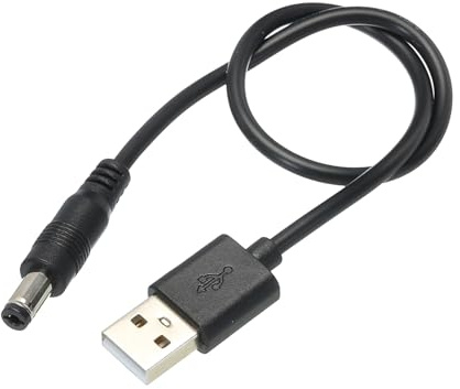 sourcing map USB to DC Power Cable 0.3 M USB to DC 5.5mm x 2.1mm 5v Power Cord Black for Mini Fan Camera Mobile Phone Tablet Devices 1 Pcs