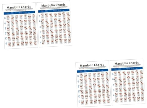 ibasenice 2pcs Mandolin Chord Chart Diagram Exercise Guide for Students Large Mandolin Diagram Chord Chart Practice for Beginners