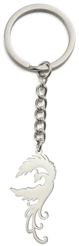 kkjoy Phoenix Keychain Stainless Steel Mythological Animal Bird Pendant Keyring Purse Bag Accessories Phoenix Rebirth Amulet for Women Girls