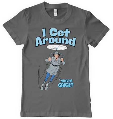 Inspector Gadget Licenciado Oficialmente I Get Around Camiseta para Hombre (Gris Oscuro), Small
