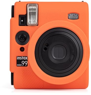 MUZIRI KINOKOO Silicone Case for Instax Fuji Mini 99 Camera, Ultra-Thin Soft Rubber Protective Case, Anti-Scratch Slim Fit Lightweight Camera Case - Orange