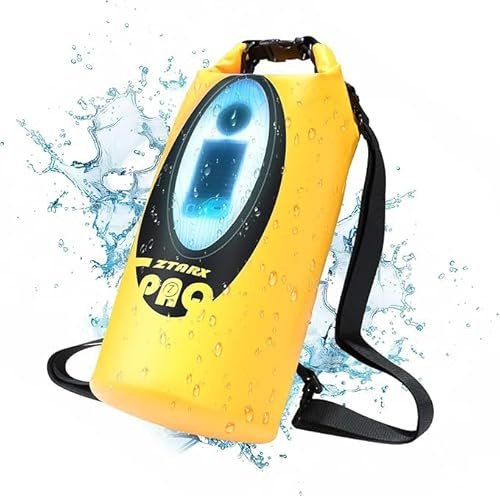 LexonElec x ZTARX 20L Wasserdichter Trockensack,mit Solaraufladung, Bluetooth-Lautsprecher und LED-Licht, Schwimmender Rucksack Hält Dinge Trocken Beim Kajakfahren, Klettern, Camping, am Meer –Gelb