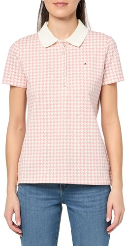 Tommy Hilfiger Camiseta Tipo Polo para Mujer, Rosa Nupcial Multicolor, XS