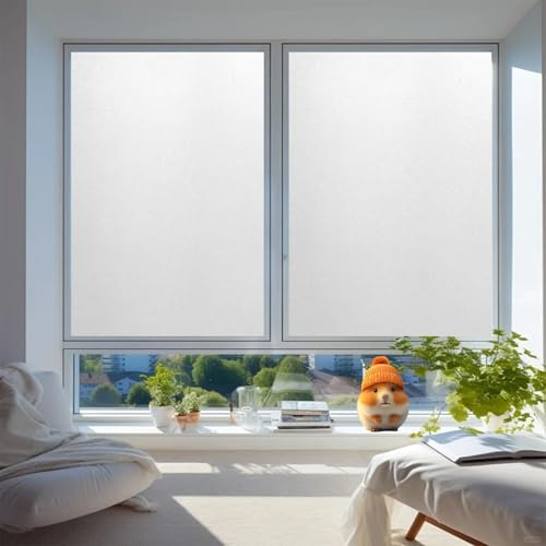 Vinilo Ventana Privacidad 35 x 120 cm, Electricida Estática, Decorativa, Anti Sol, Control de Calor y Anti UV, para Cristales Vinilo Opaco, para Cristal Bano Cocina, Blanco Mate