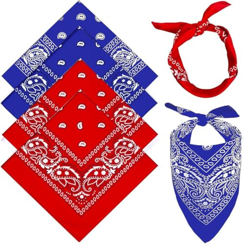 BEPSYOM 2 Stück Bandana Kopftuch Damen und Herren, Paisley Halstuch Dreickstuch Schal Pirat Cowboy Tuch Nickitücher, 53 x 53 cm