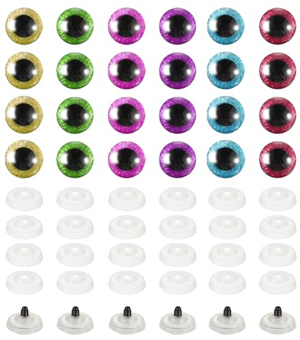 PATIKIL 12mm Flash Safety Eyes, 60 Pcs Eyes Realistic Colorful Crocheting Safety Eyes for Decor Crochet Accessories Craft, 6 Colors