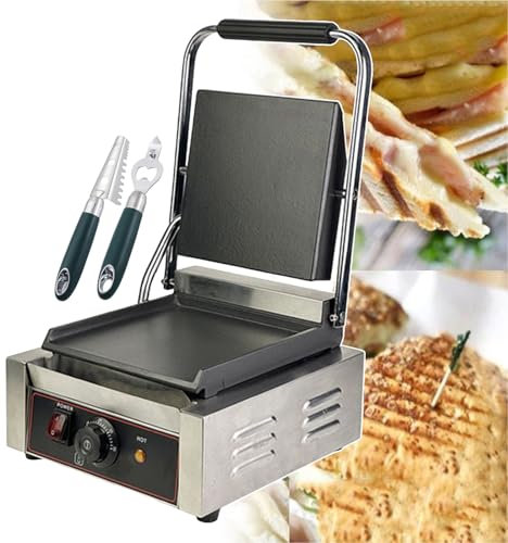 forplubossmmp Parrilla Eléctrica para Sándwiches para Uso Comercial, Plancha Antiadherente para Sándwiches, Plancha Eléctrica De 1800 W para Carne A La Parrilla, Filetes (con 1 Sacacorchos),groo/smoo