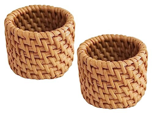SHOWERORO 2stücke Rattan Serviettenringe Dekorativ Wiederverwendbare Serviettenschnallen Für Familienfeiern Partys Restaurants Bankette Hochwertiges Rattan Material Passende Für Servietten