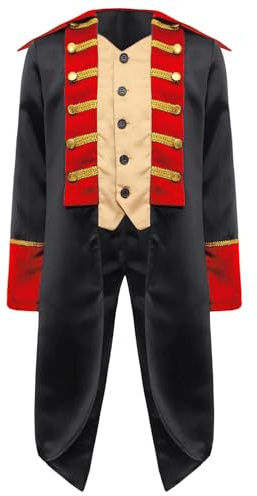 YOOJIA Kids Medieval Tailcoat Jacket Prince Costumes Steampunk Vintage Victorian Frock Coat Colonial Boys Clothes Black 8 Years