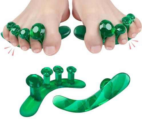 Tech Love Zehenspreizer für alle Zehen,Silikon Zehentrenner für Hallux valgus Korrekte,Yoga-Übungen, Fußausrichtung Zehenstrecker Grün(Mit Aufbewahrungsbox)