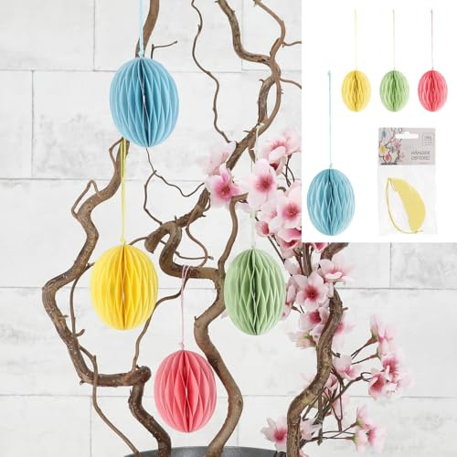 itsisa Hänger Ostern Osterei Honeycomb mit Magnetverschluss (4er Set) 8 cm - Osterdeko, Geschenkanhänger Ostern, Frühlingsdeko