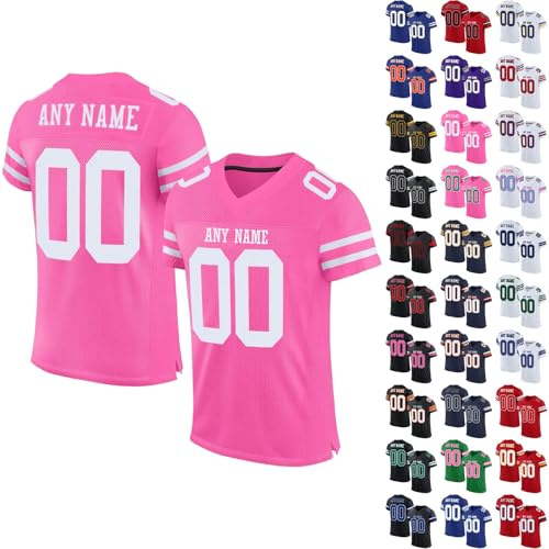 Custom American Football Jersey, Sports T Shirt Quick Dry Breathable Short Sleeve Tee Shirt, Personalised Name Number Logo Jerseys for Men Women Youth