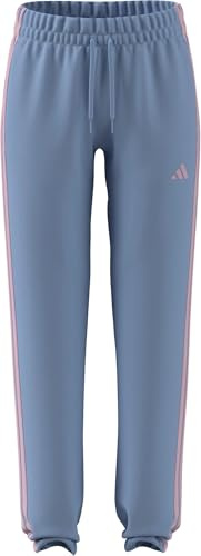 adidas Donna Essentials 3-Stripes French Terry Cuffed Pants, Glow Blue/Clear Pink, M