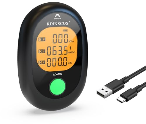 EMF Messgerät Elektrosmog Strahlenmessgerät – Tragbarer EMF Detektor mit 3-Farben LCD, Wiederaufladbar für Zuhause, Büro & Outdoor | EF/MF/RF Elektromagnetische Strahlung Messgerät mit LCD EMF-Inspektionen