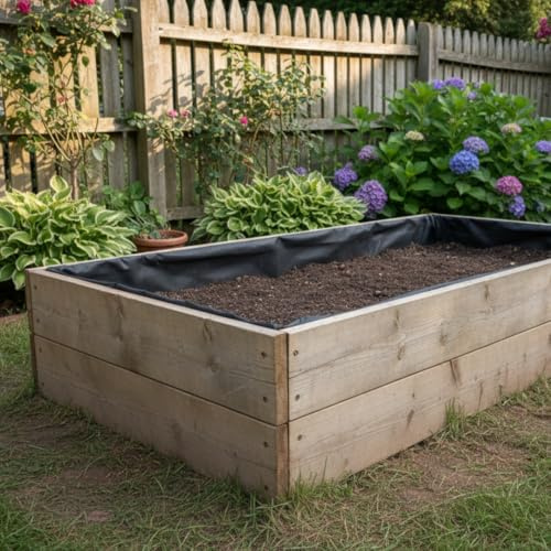 Conka Garden Wooden Raised Grow Beds Planters with Weed Control Liner - Ideal for Growing Herbs, Vegetables, Flowers & Fruit - FSC Tanalised Timber (30cm (12) High, 120cm x 240cm (4ft x 8ft))
