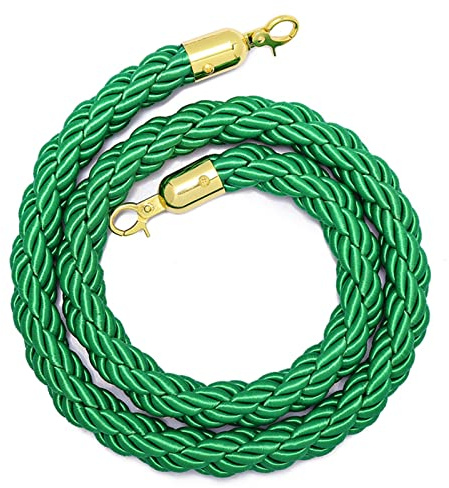 Hängande hampa Flätat Stångrep, Hemmabio Crowd Queue Barriär Twist Rep,(Green,1M/3.2Ft)